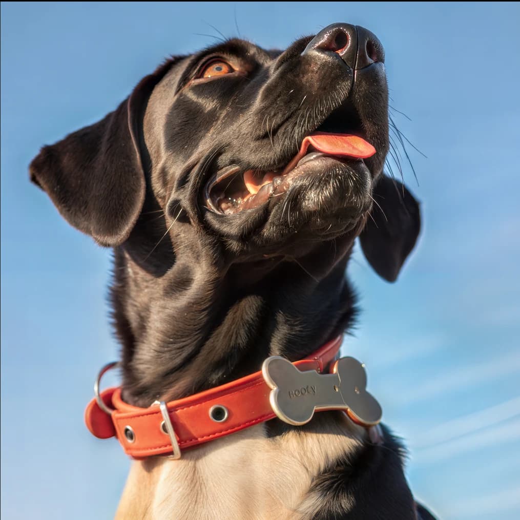 Mockupized dog with toto tag